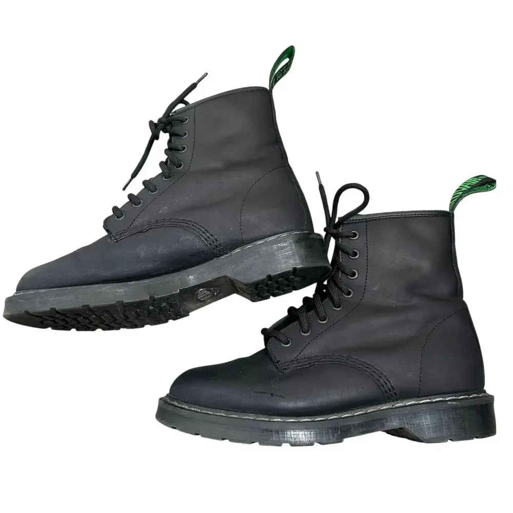 Solovair Black Greasy 8 Eye Derby Boots Men's Size 7